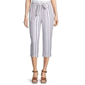 Liz Claiborne Belted Multi Striped Crop Pants
